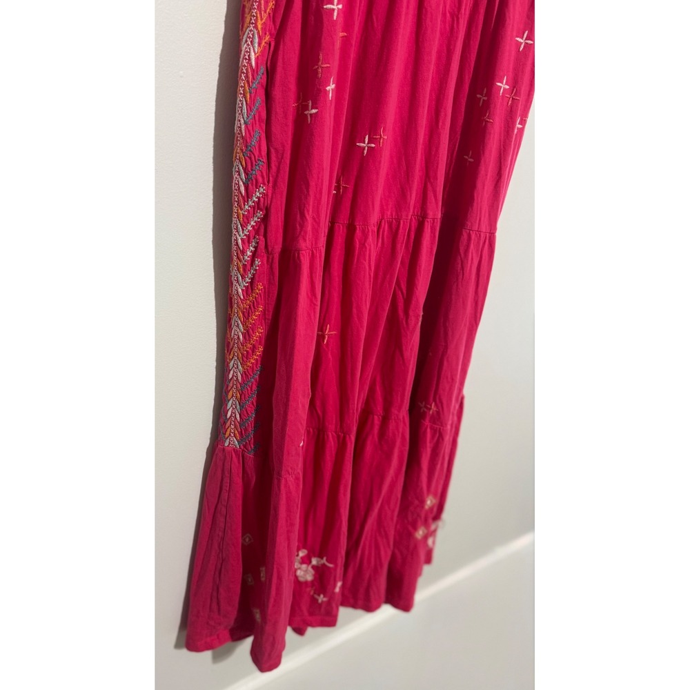 Johnny Was Ceretti Pink Embroidered Tiered Maxi Dress Womens XL Cotton J37723-4 - Picture 6 of 15